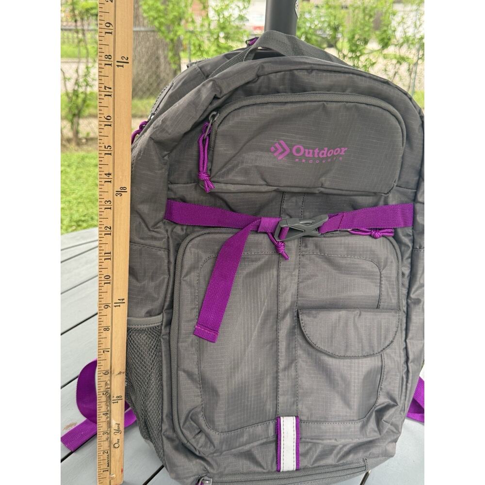 Outdoor Products Traverse Backpack Gray Unisex Book Bag Travel Hiking School - Picture 11 of 12
